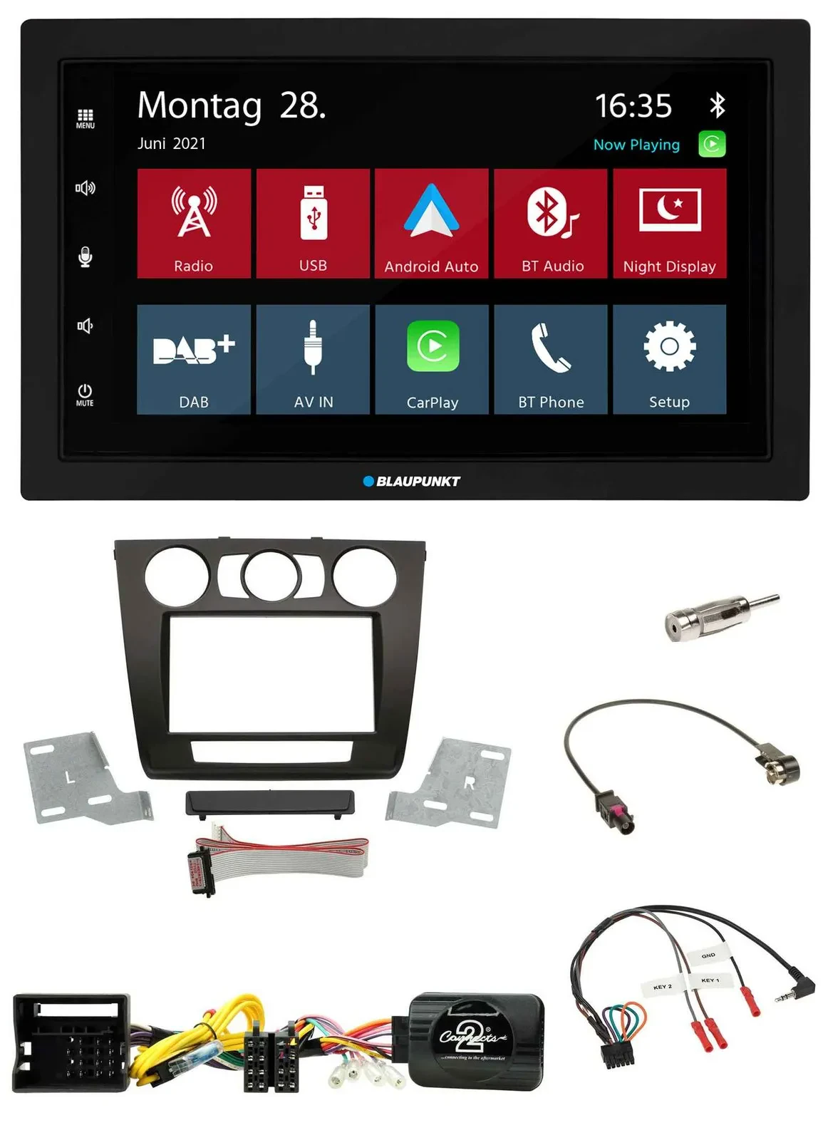 Blaupunkt Lenkrad Bluetooth DAB 2DIN USB Autoradio für BMW 1er man. Klima E87/E8