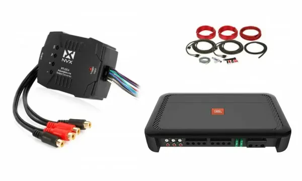 JBL ClubA754  4-Channel Amplifier With NVX Line-Output-Converter & 8 AWG Amp Kit