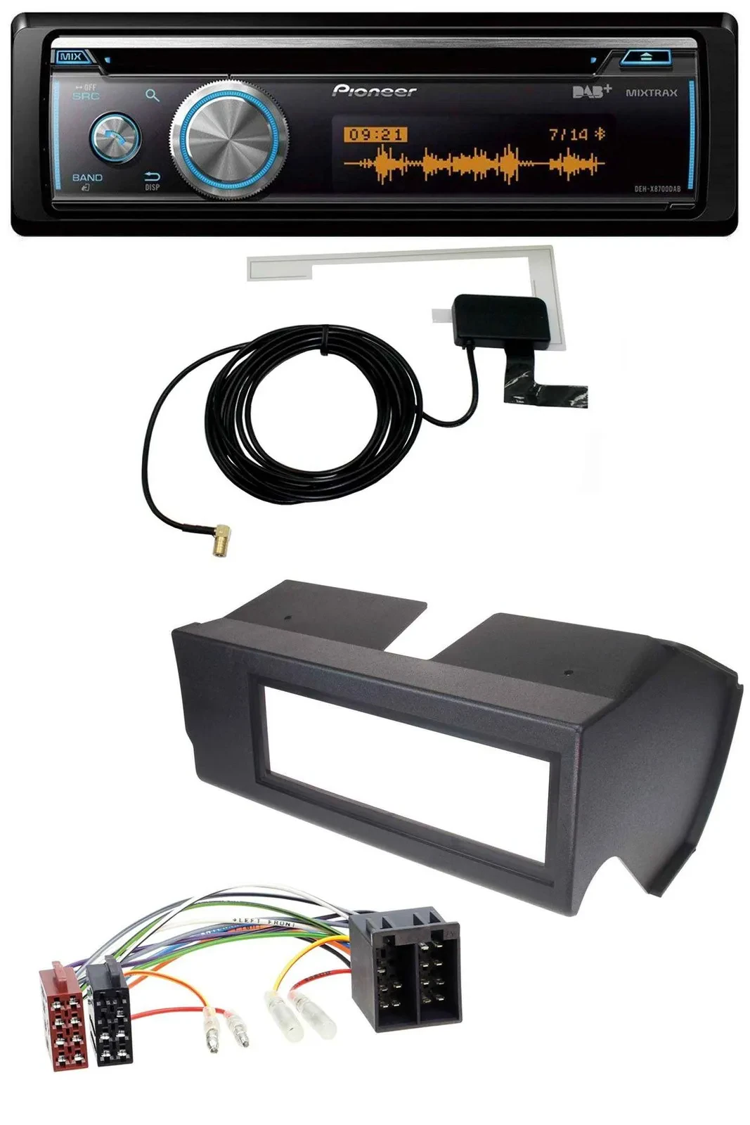 Pioneer Bluetooth DAB MP3 USB CD Autoradio für Fiat Panda (bis 2002) - schwarz