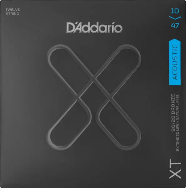 Струны для 12-струнной акустической гитары D'Addario XTABR1047-12 10-47, бронза с антикоррозионным покрытием