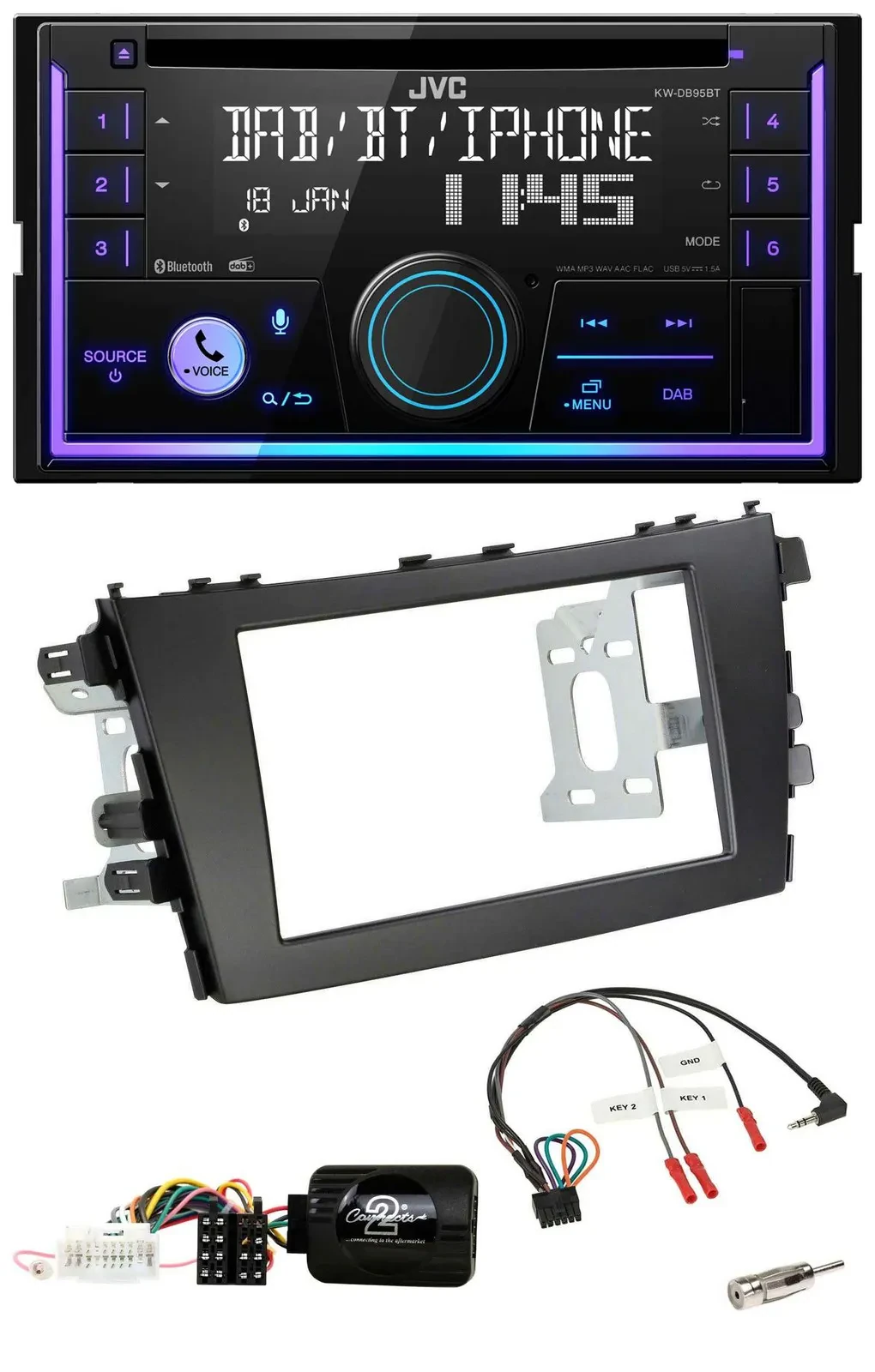 JVC Lenkrad USB 2DIN DAB Bluetooth CD Autoradio für Suzuki Celerio LF ab 2014