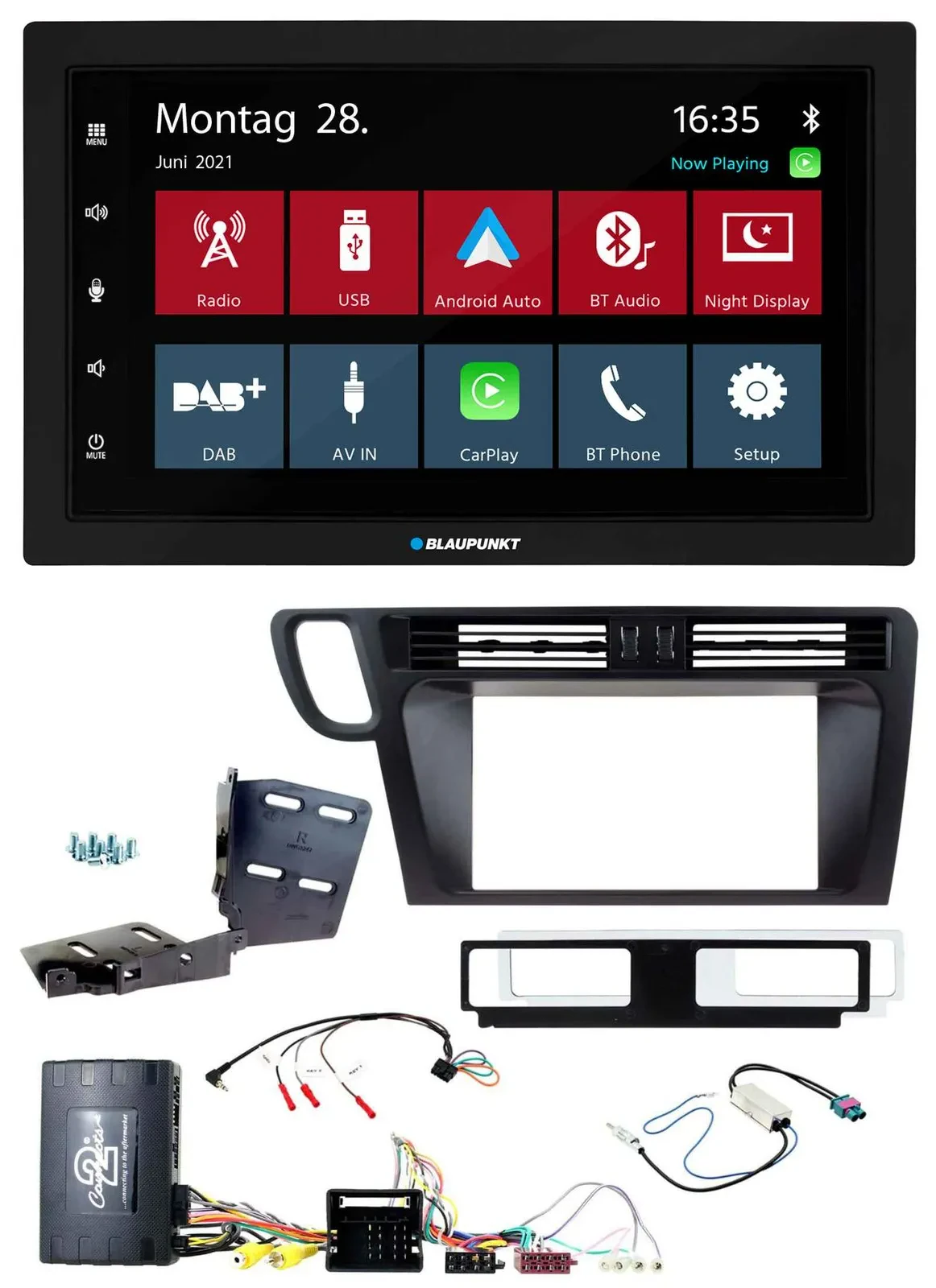 Blaupunkt Lenkrad Bluetooth DAB 2DIN USB Autoradio für Audi Q5 8R 08-17 Infoadap