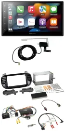 Pioneer Lenkrad USB Bluetooth DAB 2DIN Autoradio für Fiat 500 2014-2015 schwarz