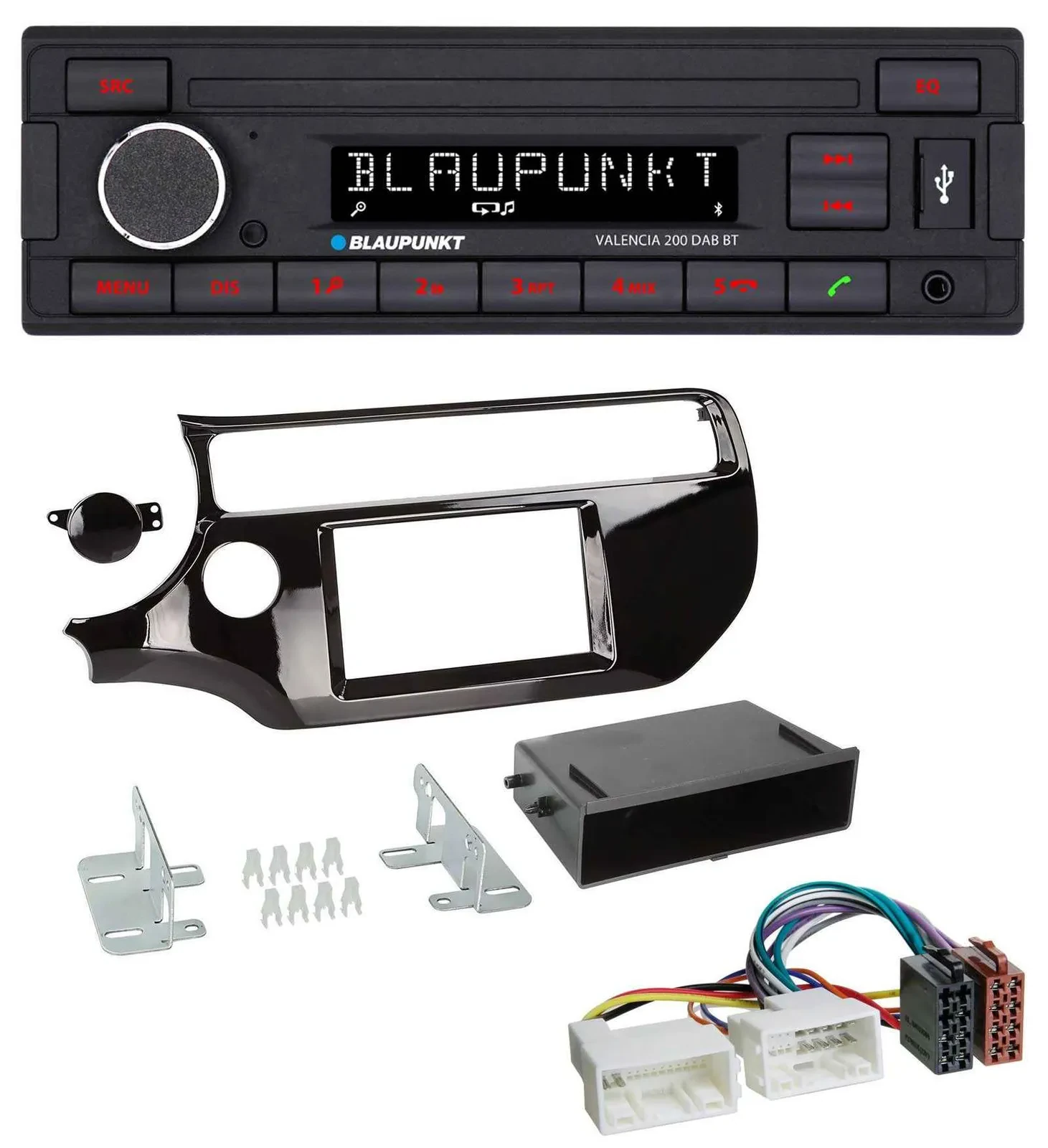 Blaupunkt DAB MP3 Bluetooth USB Autoradio für Kia Rio UB ab 2015 piano-schwarz