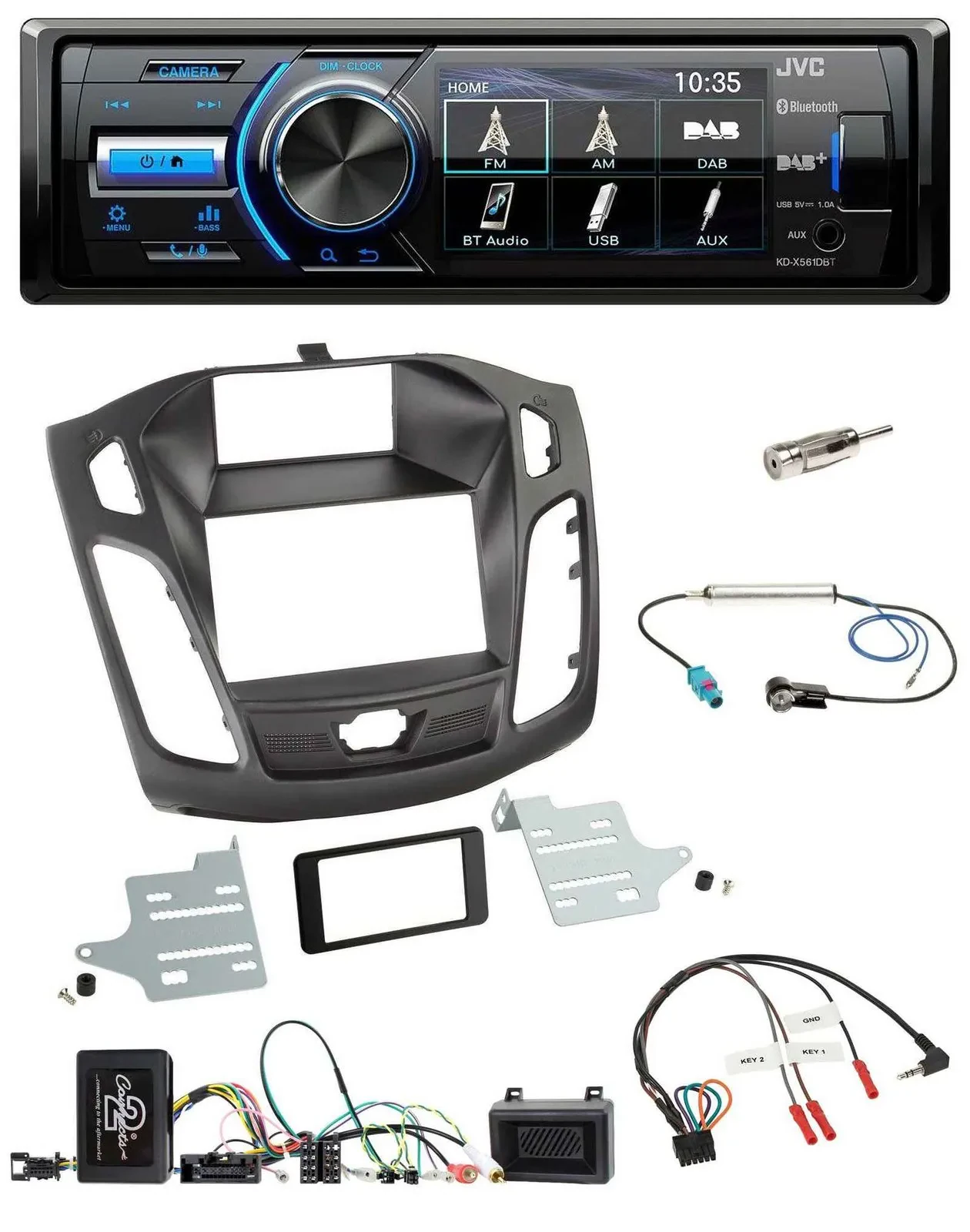 JVC Bluetooth Lenkrad USB DAB Autoradio für Ford Focus DYB 2011-2014