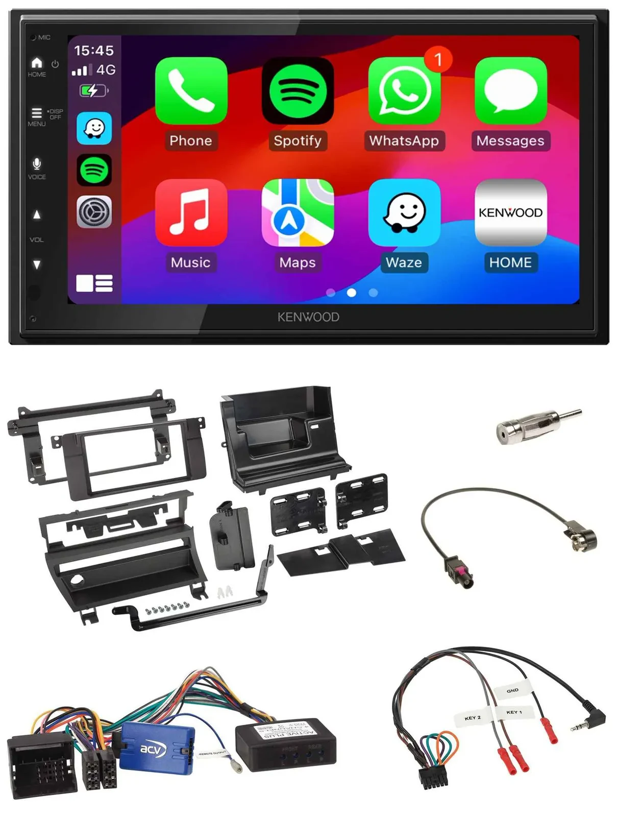 Kenwood Lenkrad USB DAB 2DIN Bluetooth Autoradio für BMW 3er E46 02-06 1 Schalte