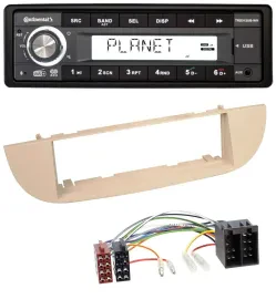 Continental USB 1DIN AUX DAB MP3 Autoradio für Fiat 500 ab 2007 perlgrau beige