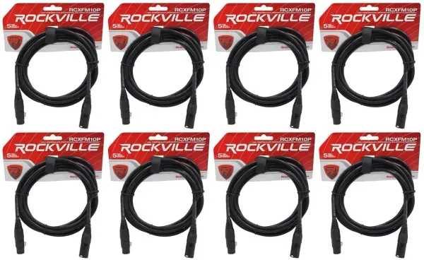 Микрофонный кабель Rockville RCXFM10P-B Black 3 м (8 штук)