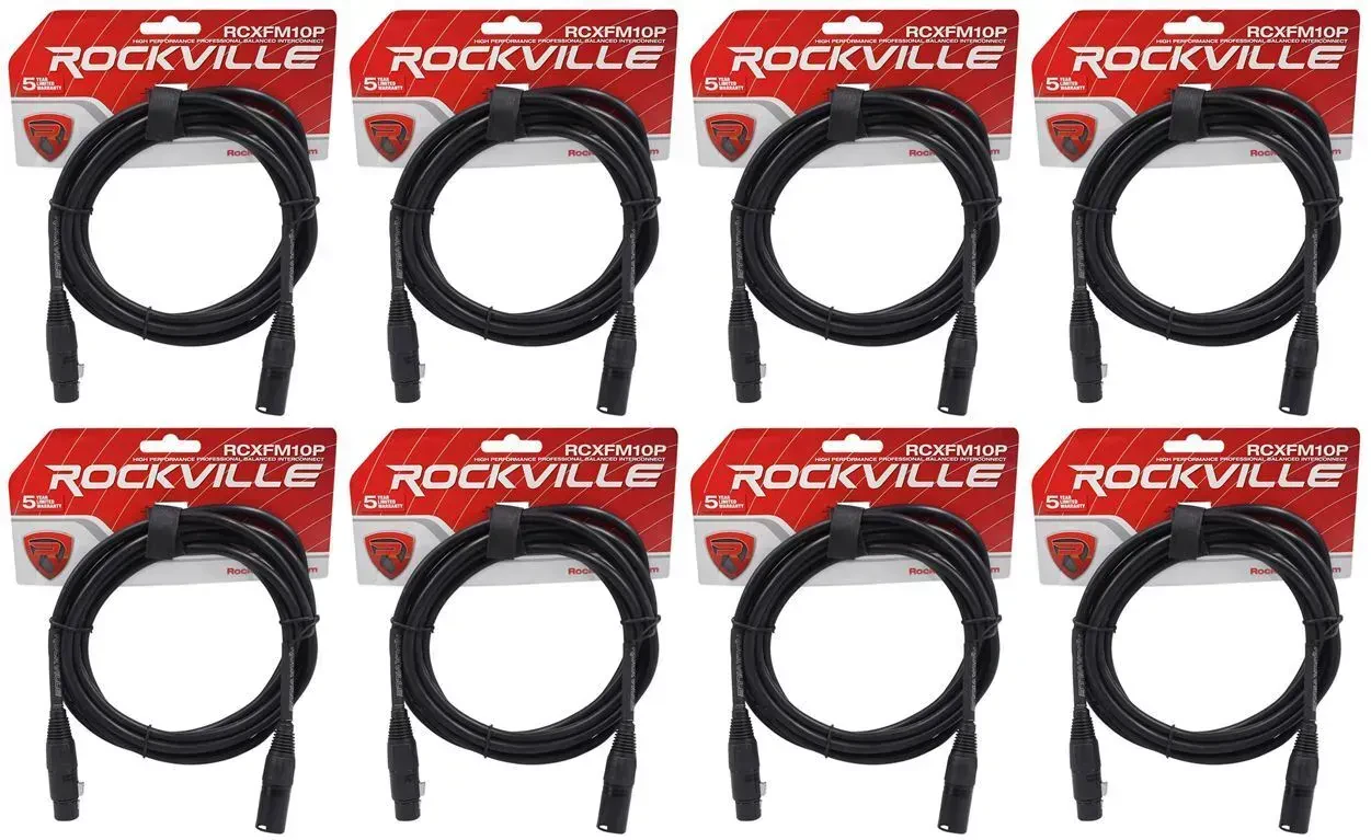 Микрофонный кабель Rockville RCXFM10P-B Black 3 м (8 штук)