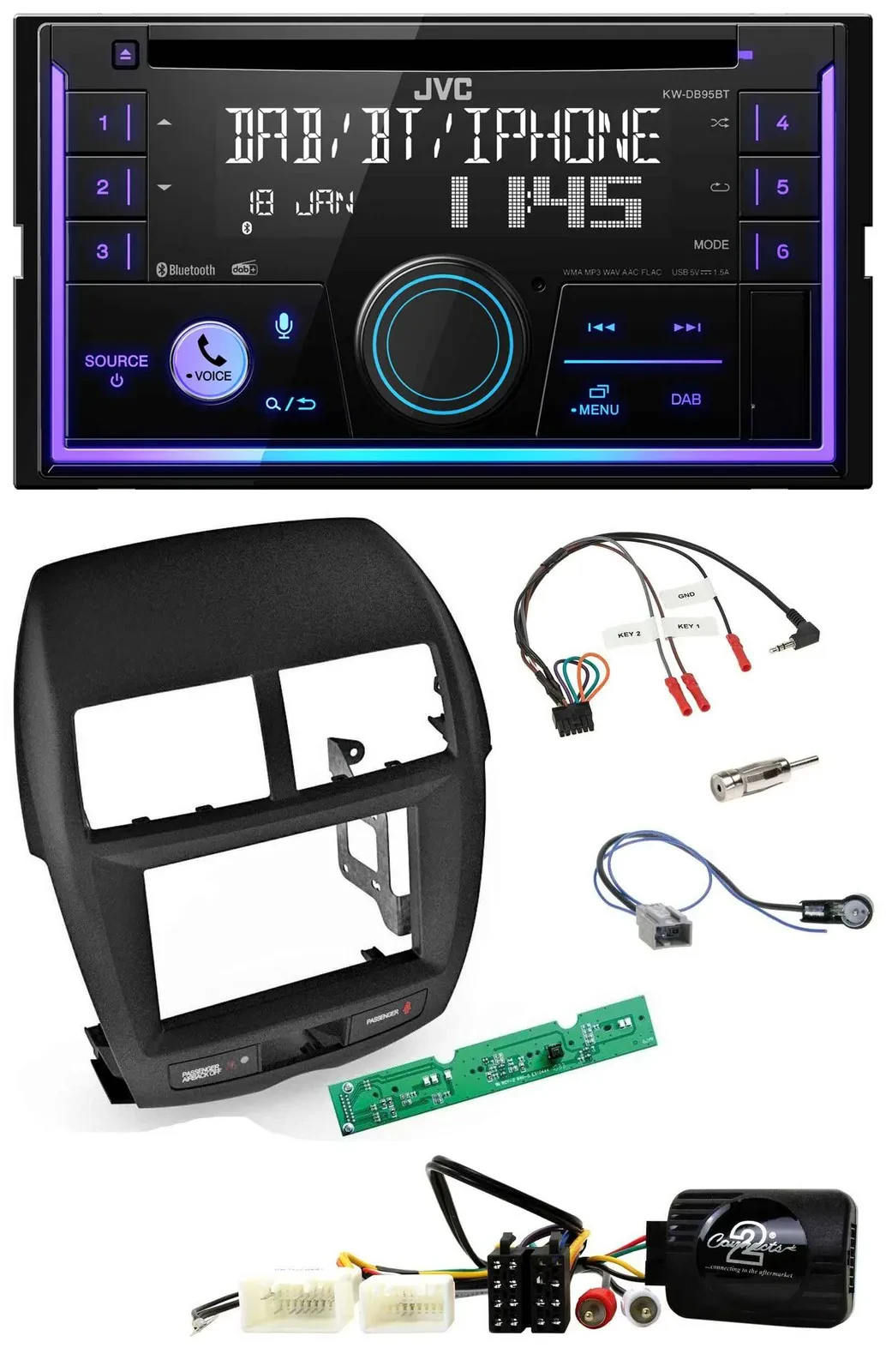 JVC Lenkrad USB 2DIN DAB Bluetooth CD Autoradio für Mitsubishi ASX 2010-2014