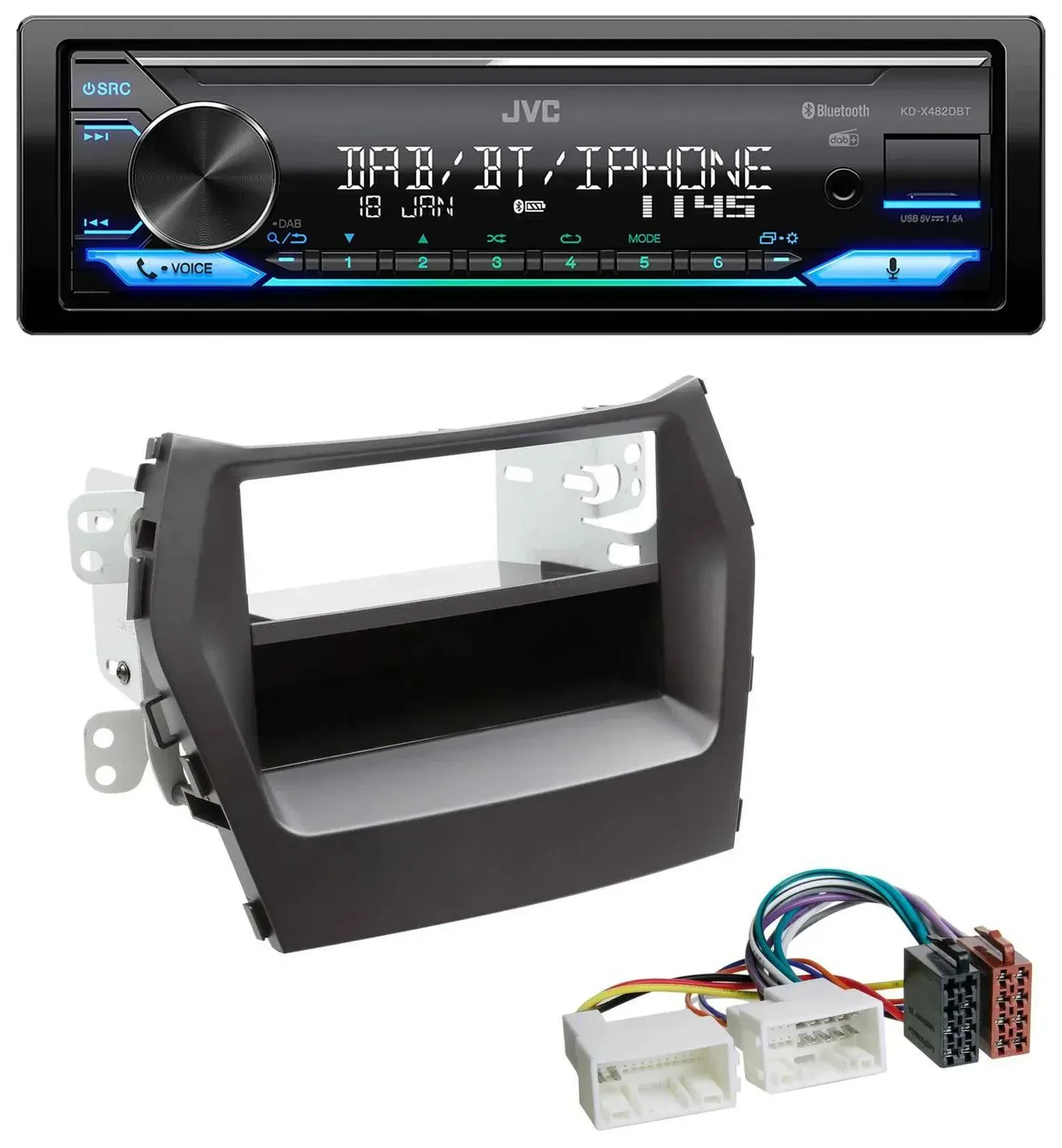 Автомагнитола JVC Bluetooth DAB USB MP3 для Hyundai Santa Fe (с 2012)