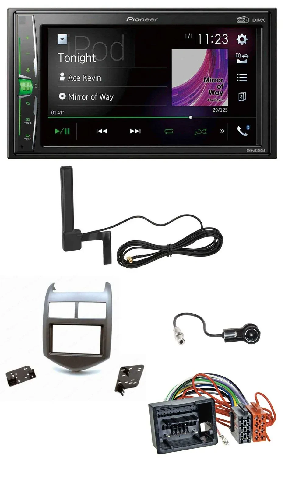 Автомагнитола для Chevrolet Aveo/Sonic (с 2011) Pioneer 2DIN, DAB, Bluetooth, AUX, MP3