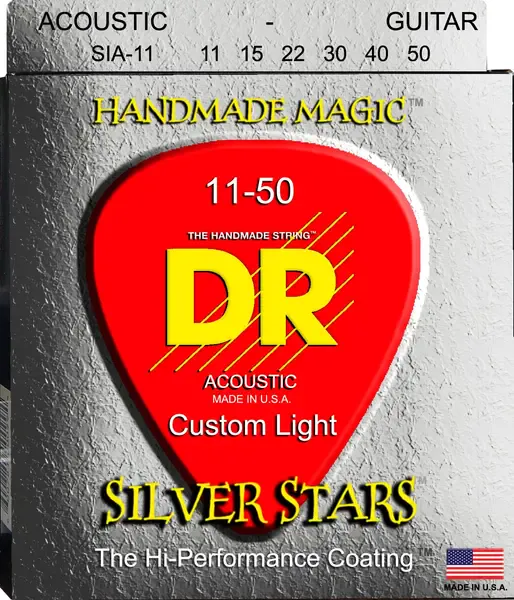 Струны для акустической гитары DR Strings SILVER STARS DR SIA-11, 11 - 50