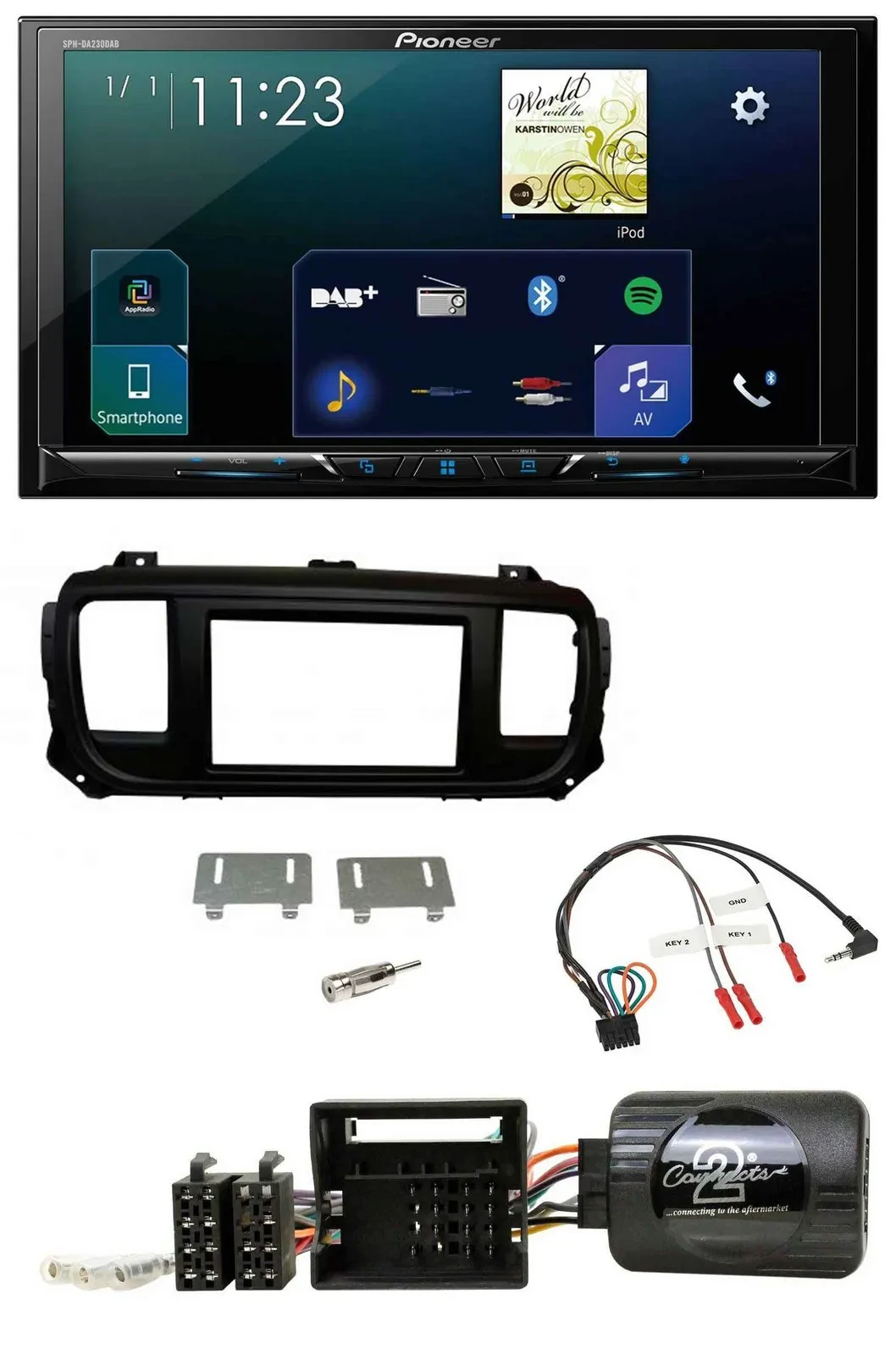 Pioneer Lenkrad Bluetooth USB 2DIN DAB Autoradio für Toyota Proace Citroen Jumpy