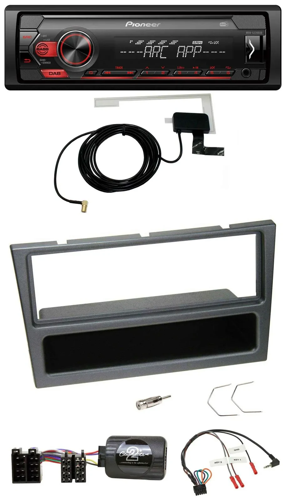 Автомагнитола Pioneer 1-DIN USB DAB MP3 для Opel Corsa C (2000–2004), поддержка управления на руле, угольно-серый