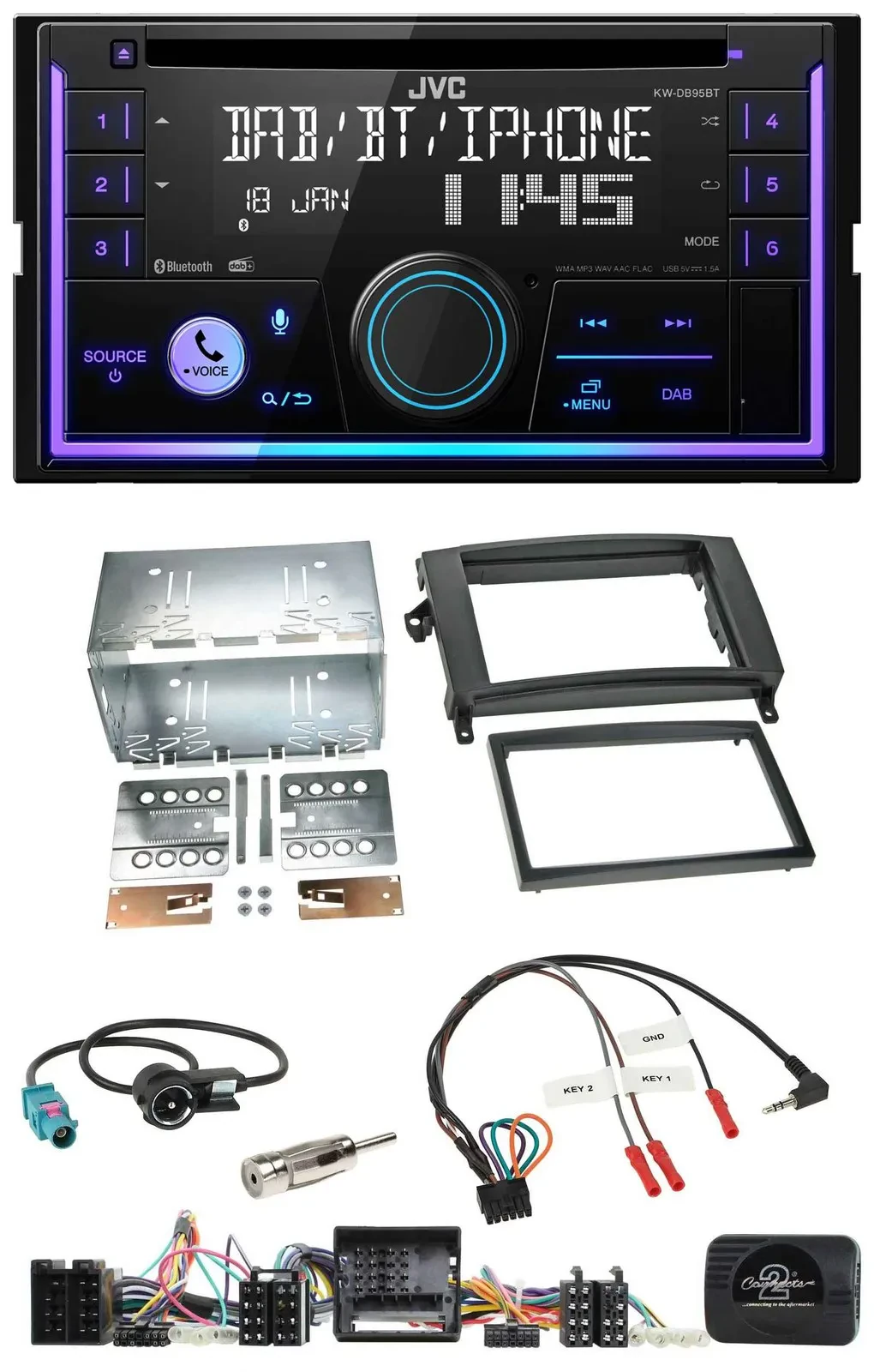 JVC Lenkrad USB 2DIN DAB Bluetooth CD Autoradio für Mercedes Vito Viano W639 Aud