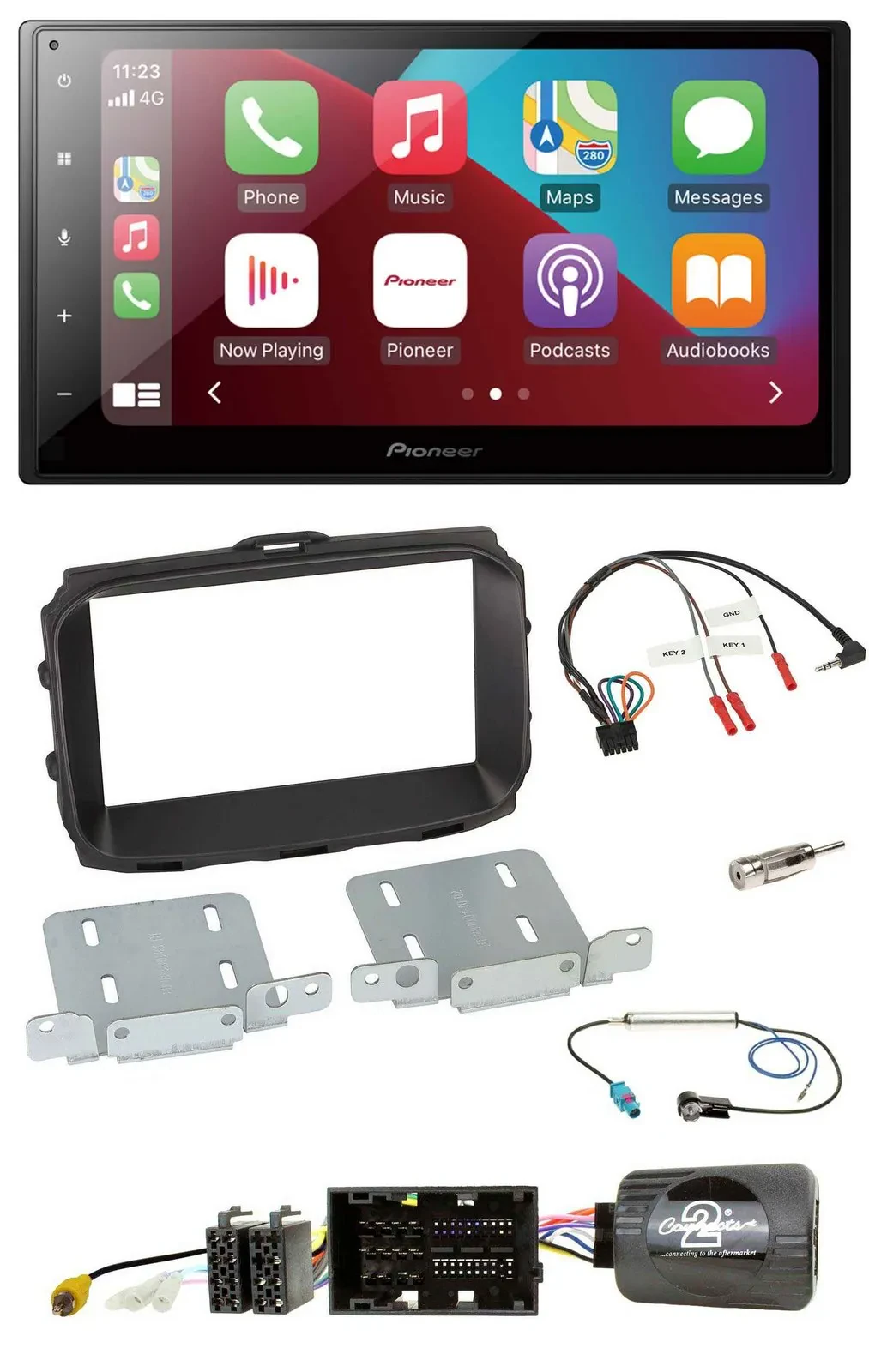 Автомагнитола для Alfa Romeo Giulietta 2013–2021 Pioneer 2DIN DAB Bluetooth USB поддержка кнопок на руле