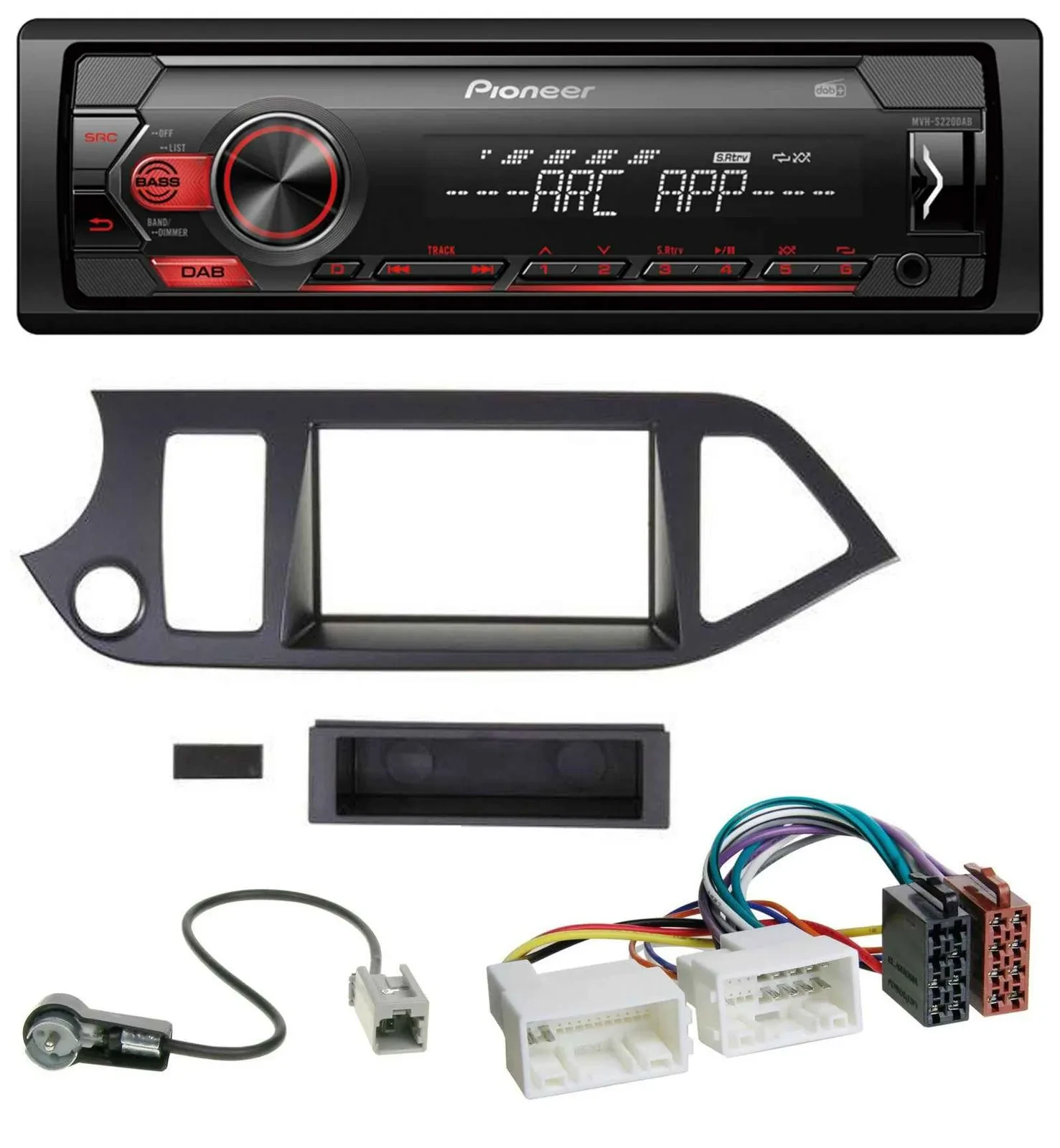 Pioneer DAB 1DIN MP3 AUX USB Autoradio für Kia Picanto ab 2011 Start-Stop
