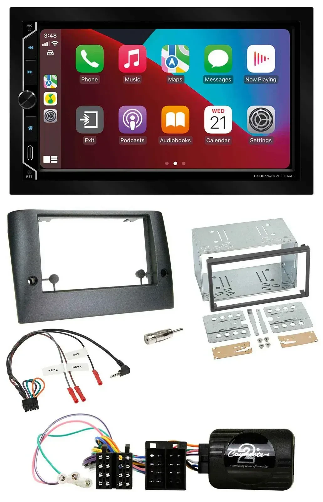 ESX 2DIN DAB USB Lenkrad Bluetooth Autoradio für Fiat Stilo 2005-2007