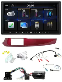 Alpine Bluetooth 2DIN Lenkrad DAB USB Autoradio für Alfa Giulietta rot 940 2010-