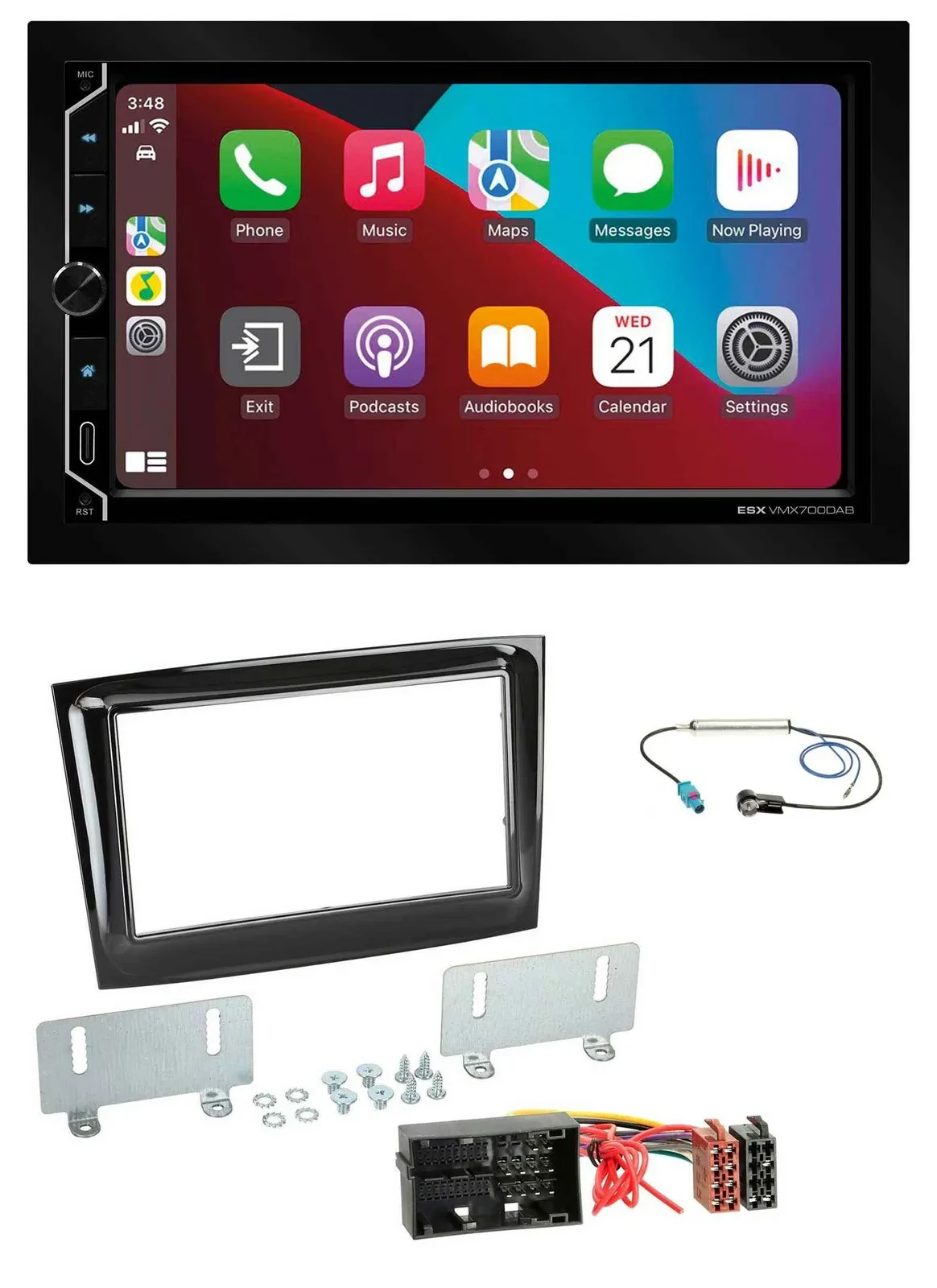 ESX 2DIN DAB USB MP3 Bluetooth Autoradio für Fiat Doblo ab 2015 piano schwarz