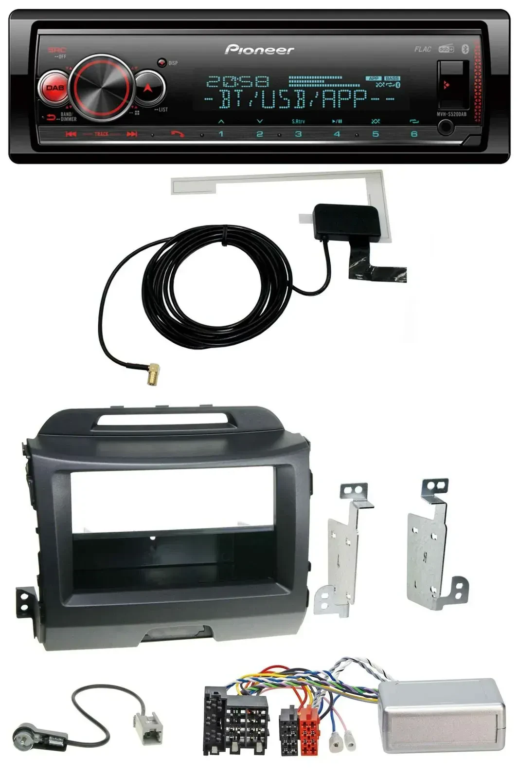 Автомагнитола Pioneer Bluetooth, DAB, USB для Kia Sportage (2010–2015), черный