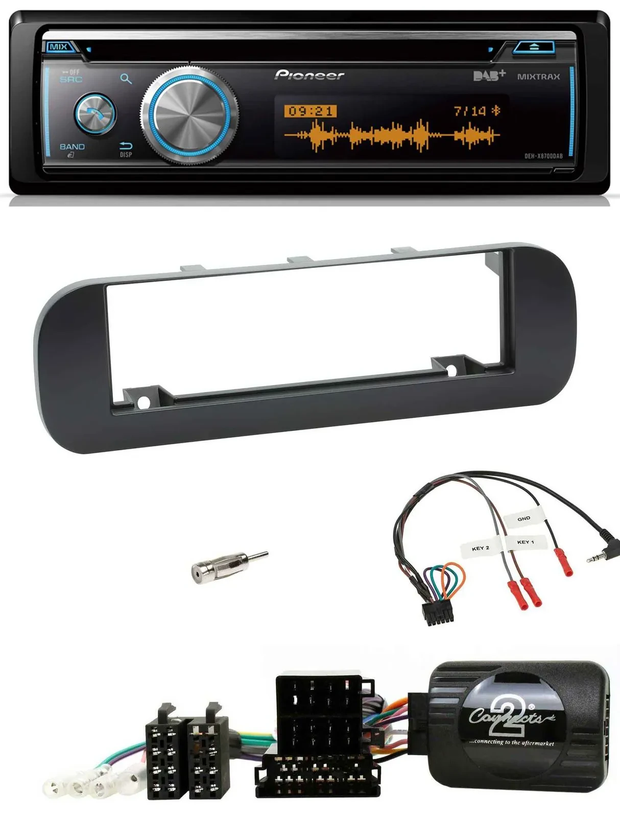 Автомагнитола Pioneer DAB USB CD Bluetooth для Fiat Panda (2012–2020) черная