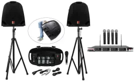 Rockville Portable YouTube Karaoke Machine/System w/ Mixer+Stands+(5) Mics