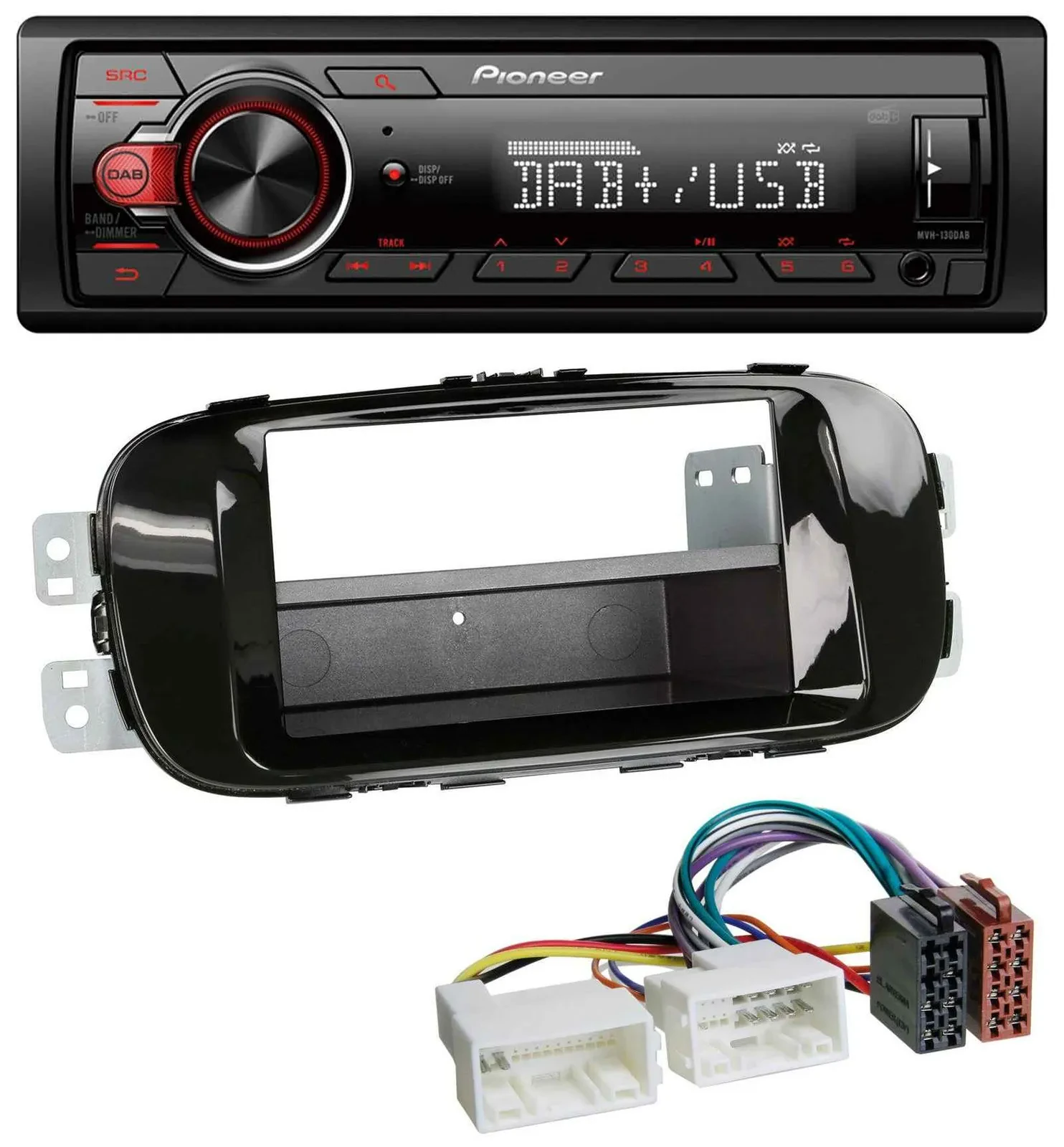Pioneer MP3 1DIN DAB USB AUX Autoradio für Kia Soul PS ab 14 piano-schwarz