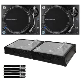 Pioneer DJ PLX-1000 Direct Drive Professional Turntables Pair w Black Cases