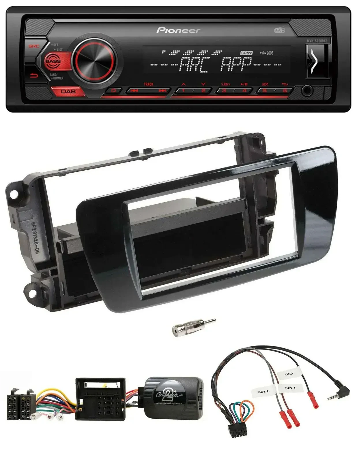 Автомагнитола Pioneer 1-DIN, DAB, USB, MP3, совместимая с кнопками на руле, для Seat Ibiza, черный глянец