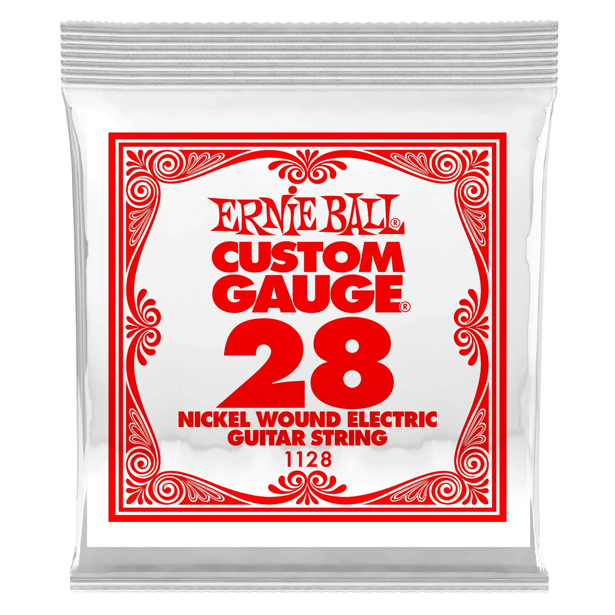 Струна для электрогитары Ernie Ball P01128 Custom gauge, сталь никелированная, калибр 28