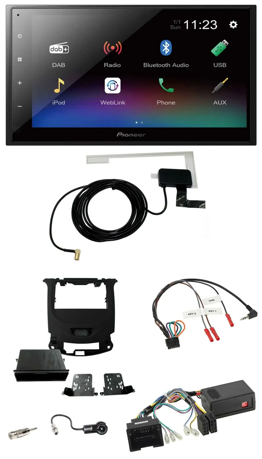 Автомагнитола Pioneer DAB, Bluetooth, 2DIN, USB для Chevrolet Cruze (с 2016)