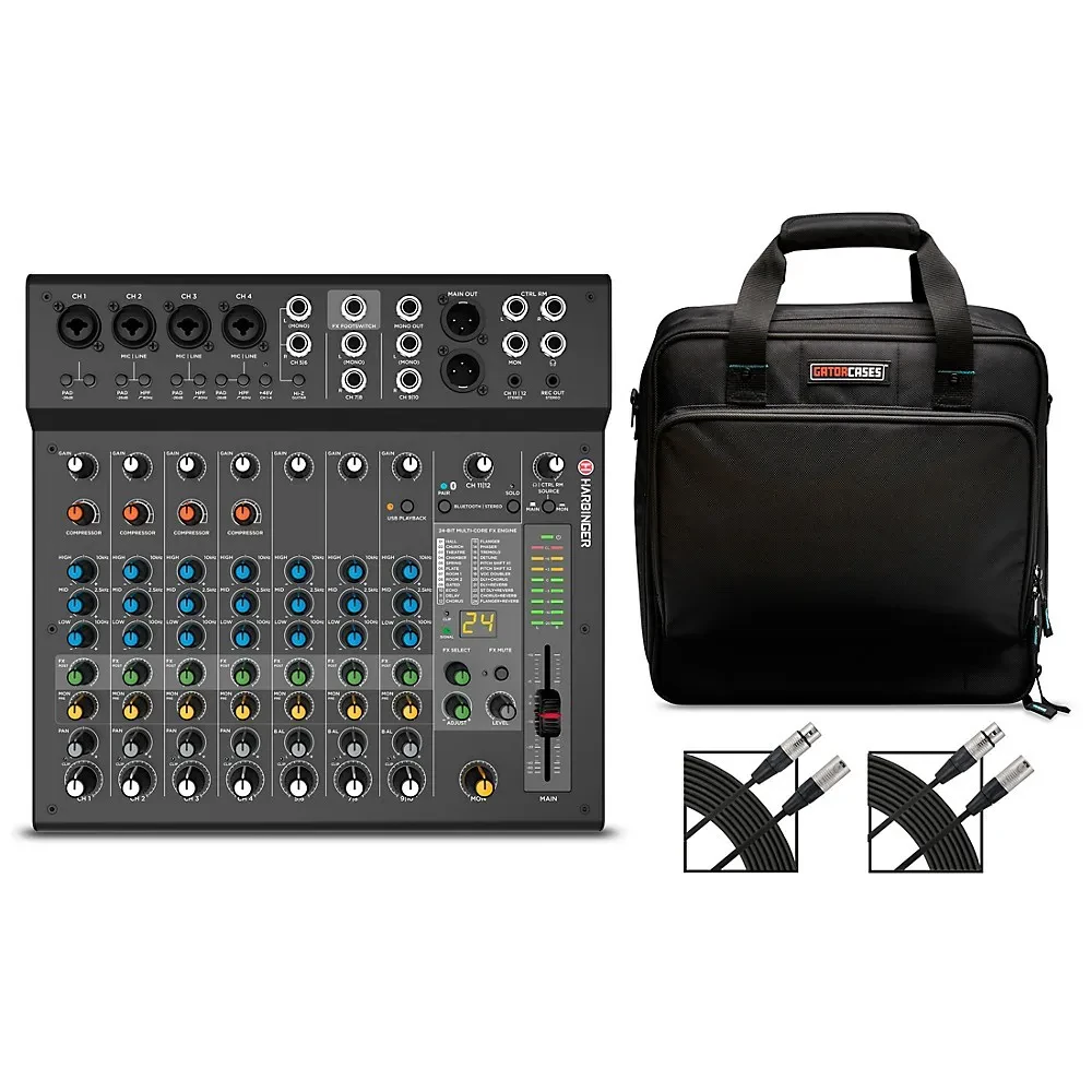 Harbinger LX12 12Channel Analog Mixer With Gator Mixer Bag and Cables