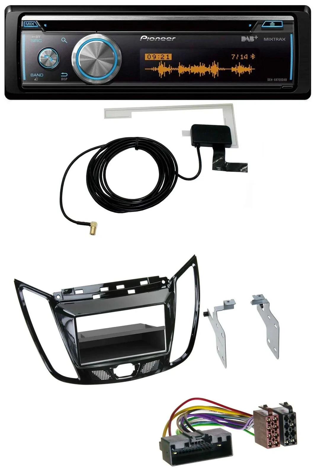 Автомагнитола для Ford C‑Max/Kuga Pioneer Bluetooth DAB MP3 USB CD, цвет чёрный (piano black)