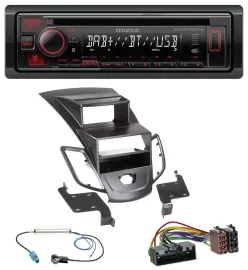 Автомагнитола Kenwood для Ford Fiesta (2010–2017) MP3 CD USB Bluetooth DAB черная