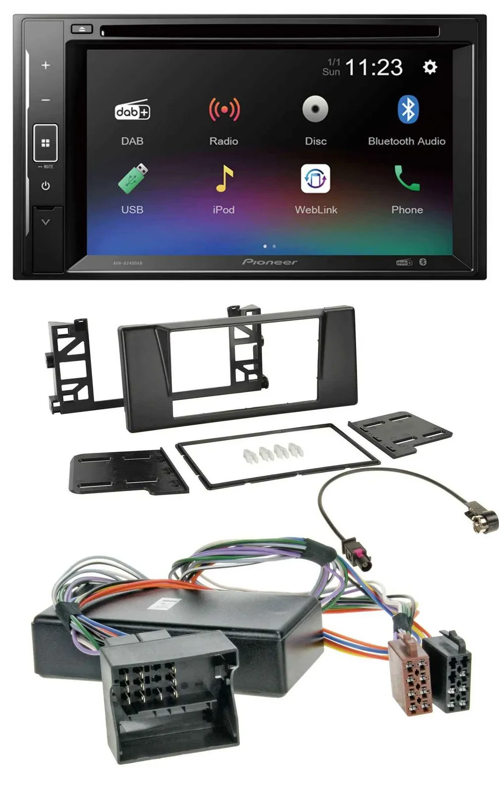 Pioneer Bluetooth MP3 USB 2DIN DAB DVD Autoradio für BMW 5er E39 X5 E53 Aktivsys