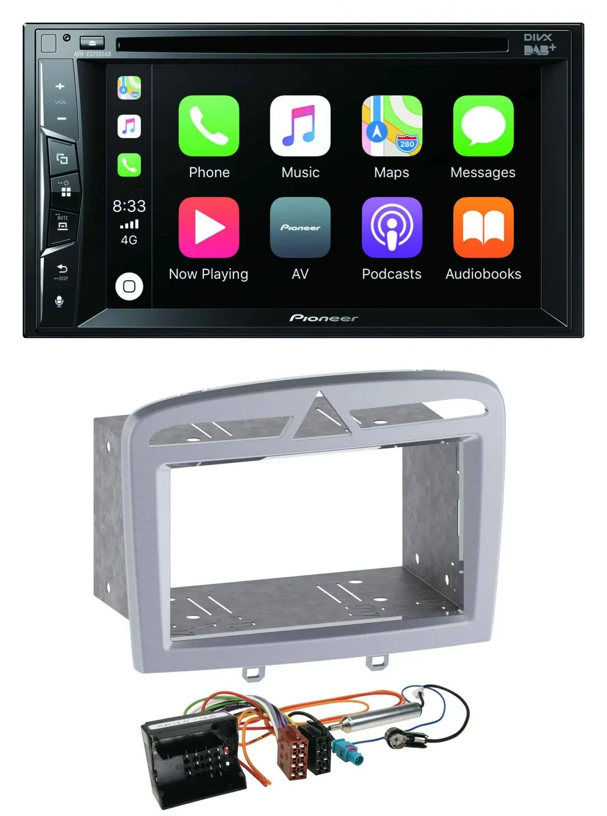 Pioneer MP3 USB DVD Bluetooth DAB 2DIN Autoradio für Peugeot 308 09-13 warmsilbe