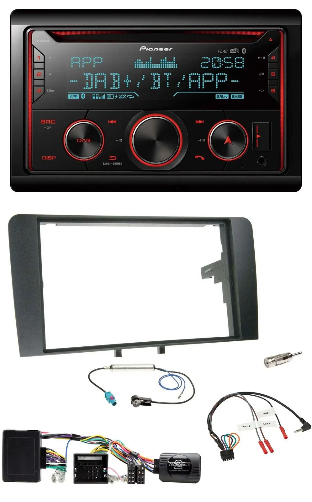 Pioneer 2DIN DAB Lenkrad Bluetooth USB CD Autoradio für Audi A3 8P 03-12 Bose Ak