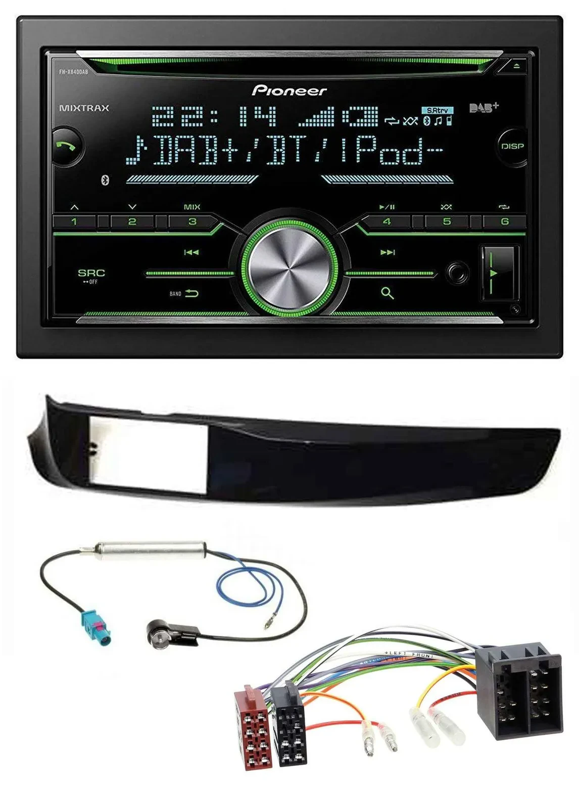 Автомагнитола для Alfa Romeo Giulietta Pioneer Bluetooth MP3 DAB 2-DIN USB CD черный глянец