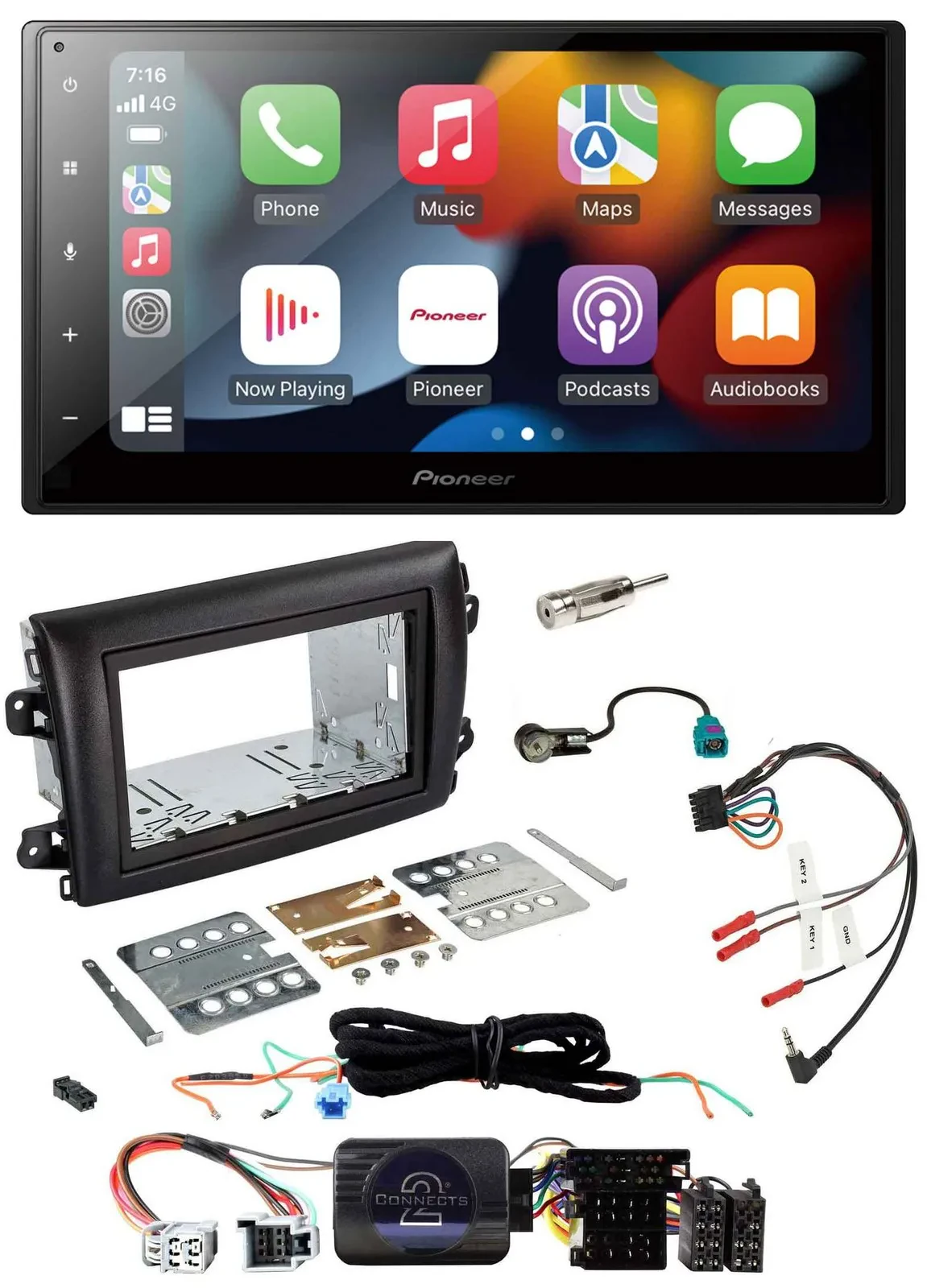 Pioneer DAB Bluetooth 2DIN USB Lenkrad Autoradio für Fiat Ducato Serie 8 ab 2021