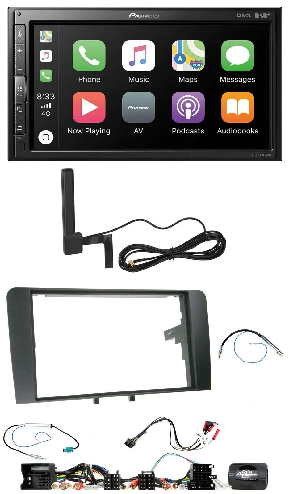 Pioneer USB 2DIN Bluetooth DAB Lenkrad Autoradio für Audi A3 8P 2003-2012 Aktivs