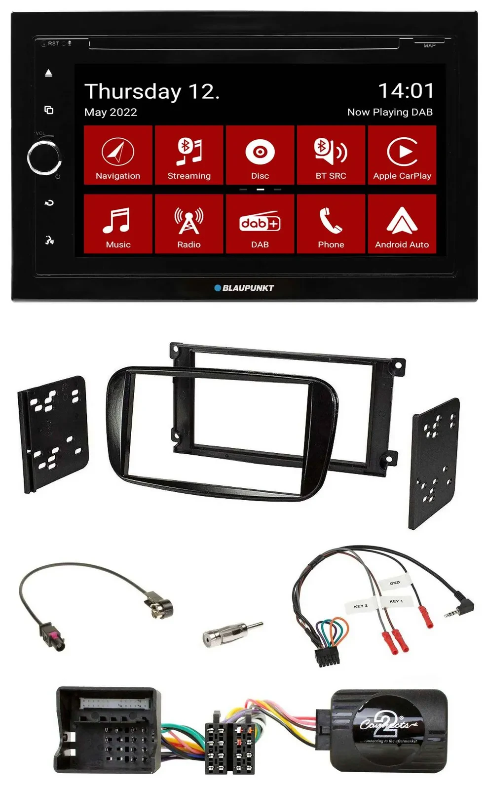 Blaupunkt 2DIN Lenkrad Bluetooth USB TMC DAB Navigation für Ford C-Max Focus Gal