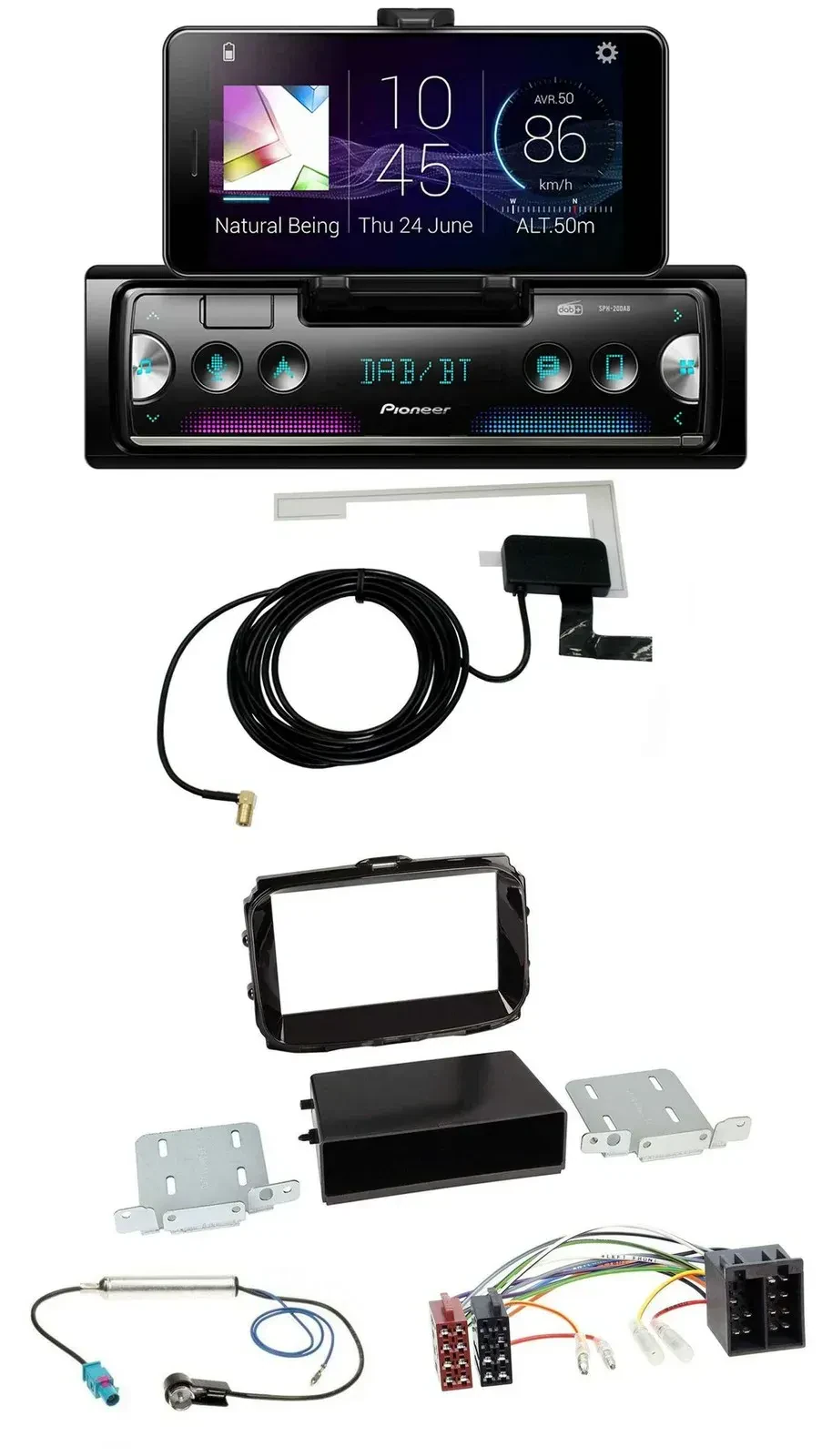 Автомагнитола для Alfa Romeo Giulietta (с 2013) Pioneer DAB, Bluetooth, USB, ISO, черный (piano black)