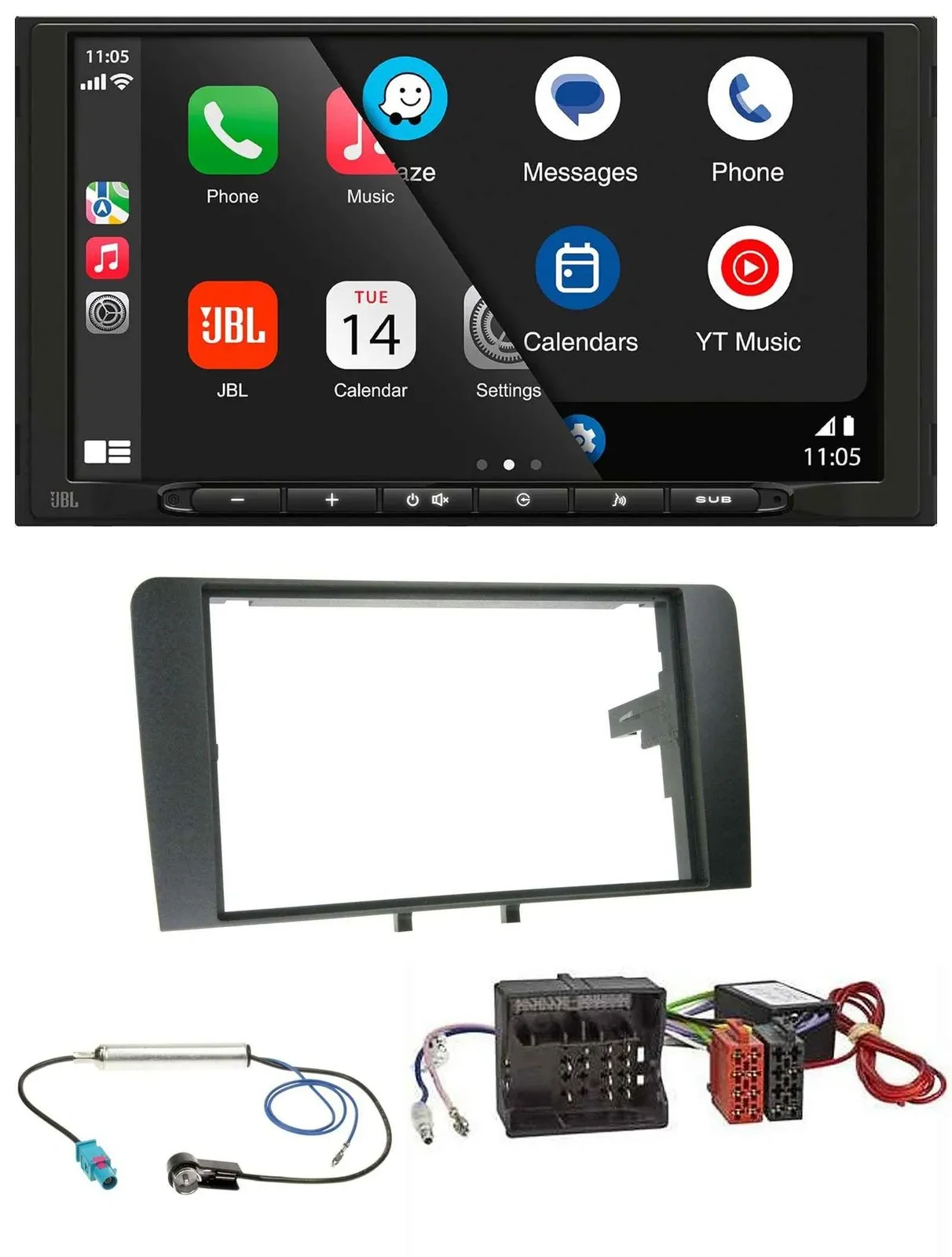 JBL USB 2DIN MP3 Bluetooth AUX Autoradio für Audi A3 8P 2003-2012 Aktivsystem Qu