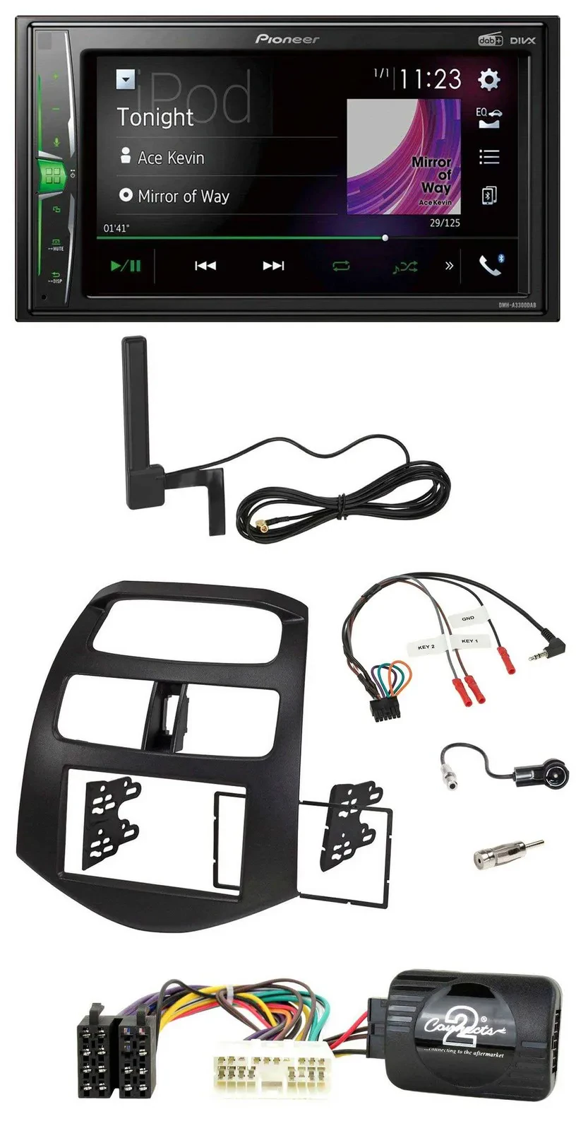 Автомагнитола для Chevrolet Spark (2012–2020) Pioneer 2DIN, DAB, Bluetooth, MP3