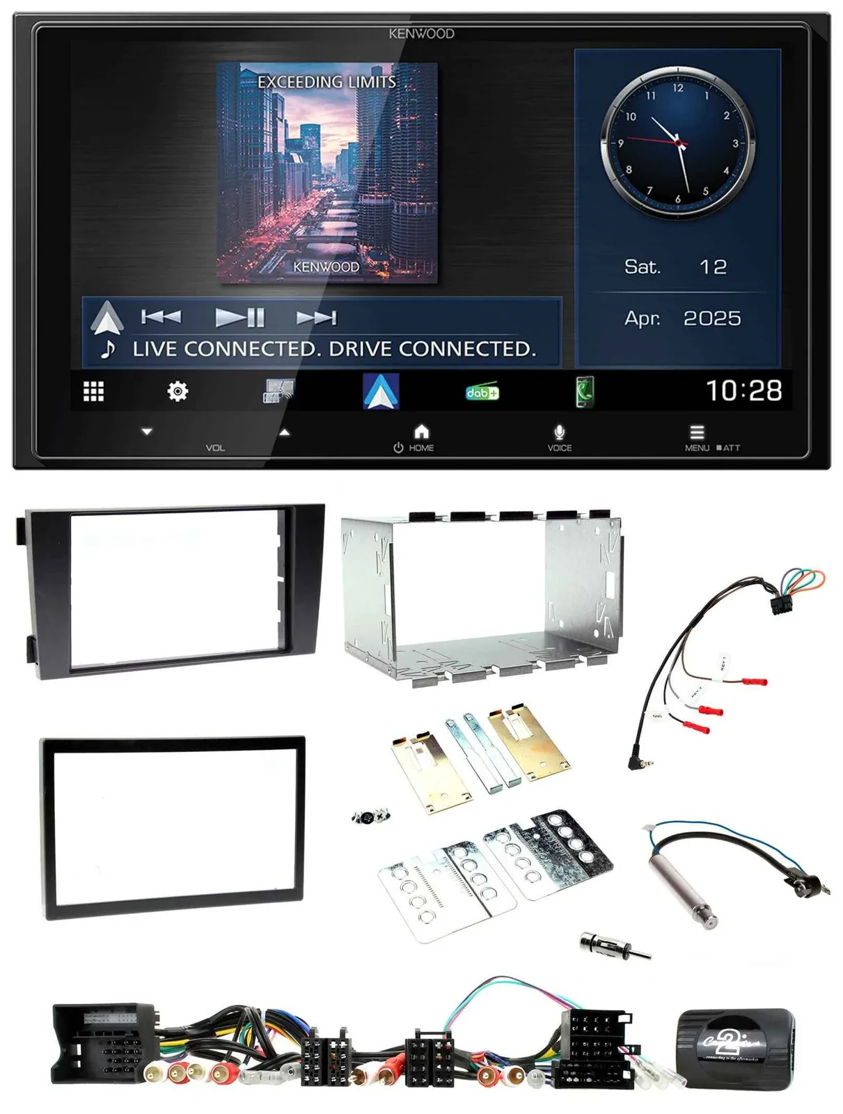 Kenwood Bluetooth 2DIN USB DAB Lenkrad Autoradio für Audi A6 C5 2001-2004 Aktivs