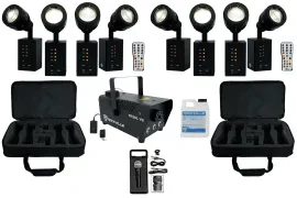 Chauvet DJ Ezpin Zoom Pack 8) Rechargeable Pin Spot Lights+Remote+Bag+Fogger+Mic