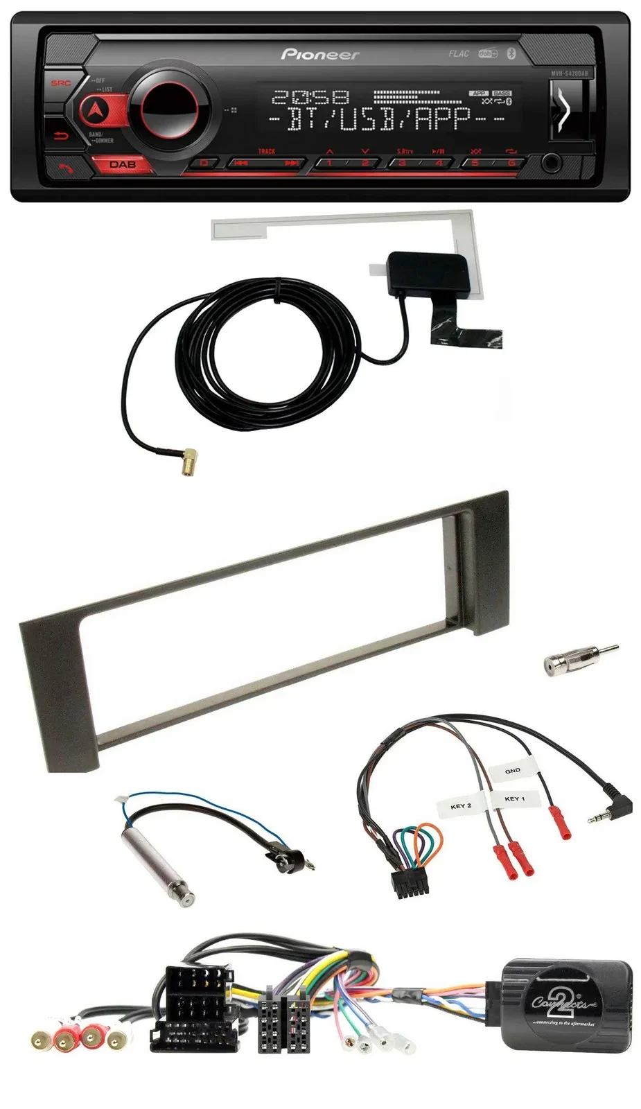 Pioneer DAB USB Lenkrad Bluetooth Autoradio für Audi A4 00-09 ISO Fakra teilakti