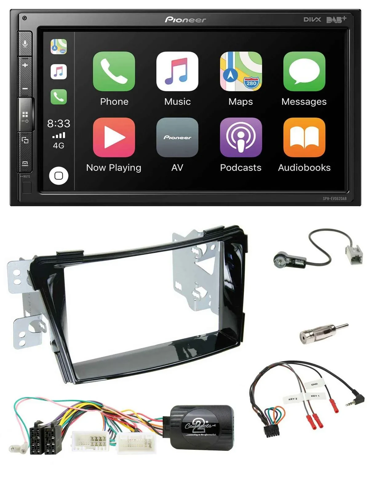 Автомагнитола для Hyundai i40 Pioneer 2-DIN, DAB, Bluetooth, USB, с поддержкой кнопок на руле